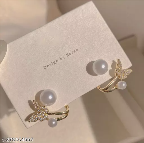  EREVER Cute Butterfly Korean Earrings Silver Needle Korean Stud Earring Ear Cuff Studs For Woman & Girls - Image 4